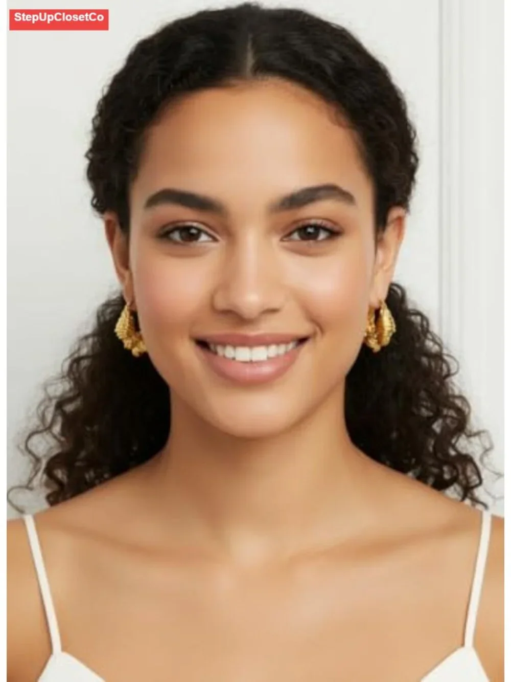Y2K Gold Bamboo Hoop Knot Twist Earrings for Women Large Thick Hoop Jewelry
